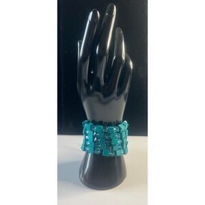 Carol for Evagraham teal 5 strands beaded bracelet
